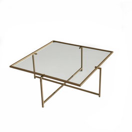 Hanah Home Sun S411 Mesa de centro dorada con cristal templado